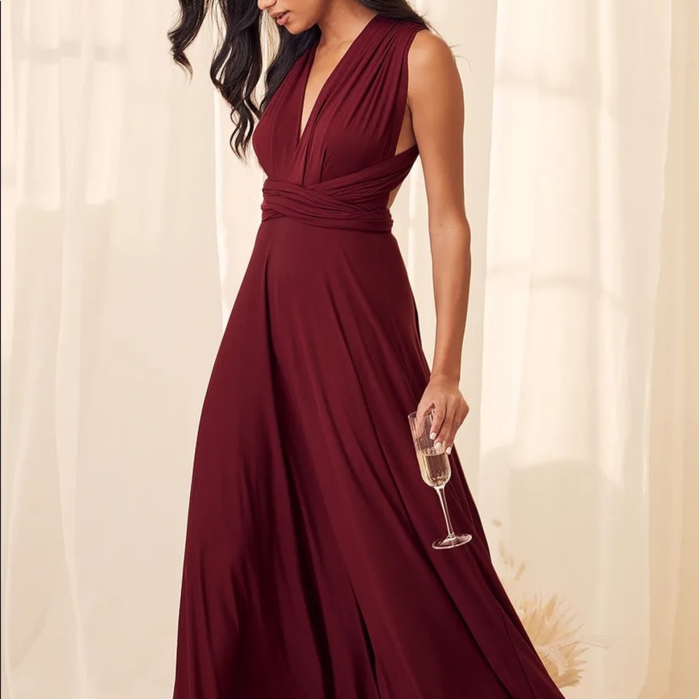 Lulus Convertible Maxi Dress - burgundy
